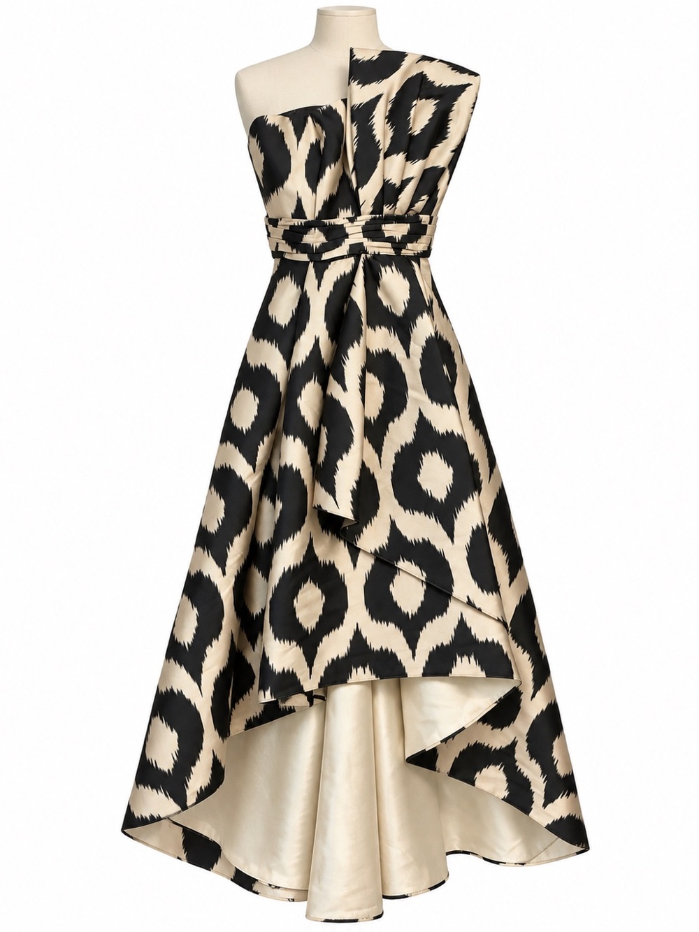 Sachin + Babi Black and Cream One-Shoulder High-Low Gown